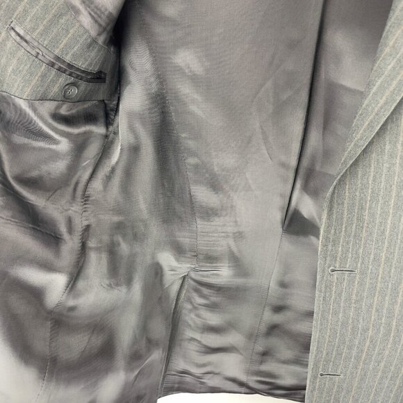 PHILIPPE DUBUC Wool Single Breasted Light Red & Gray Stripes Gray Blazer Size 38 - Picture 7 of 7